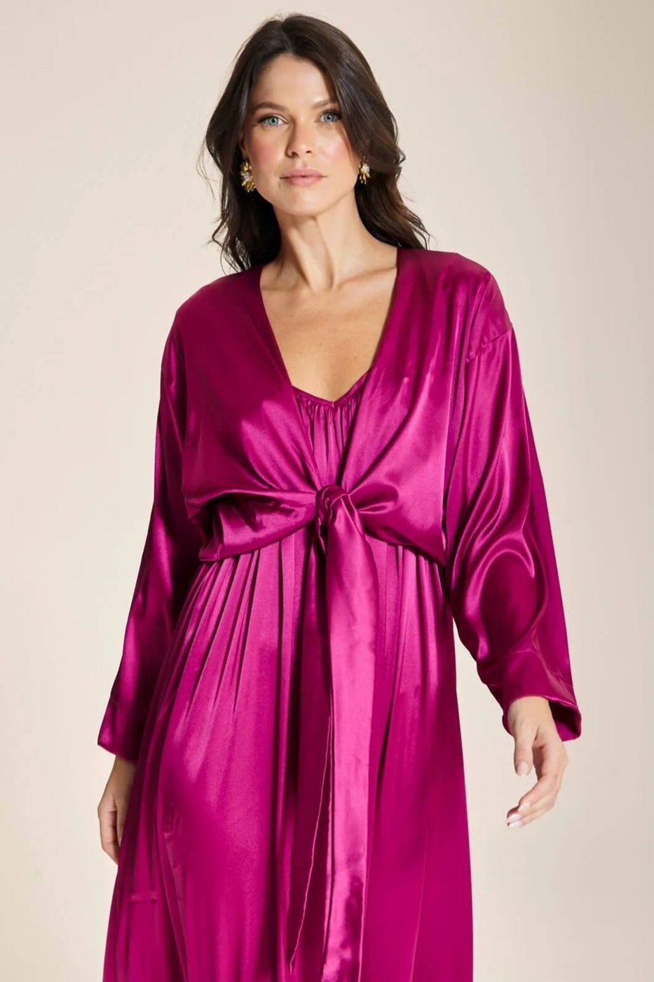 Imagem principal Blusa Cetim Leve Laço Glam- Magenta pink magenta pink magenta