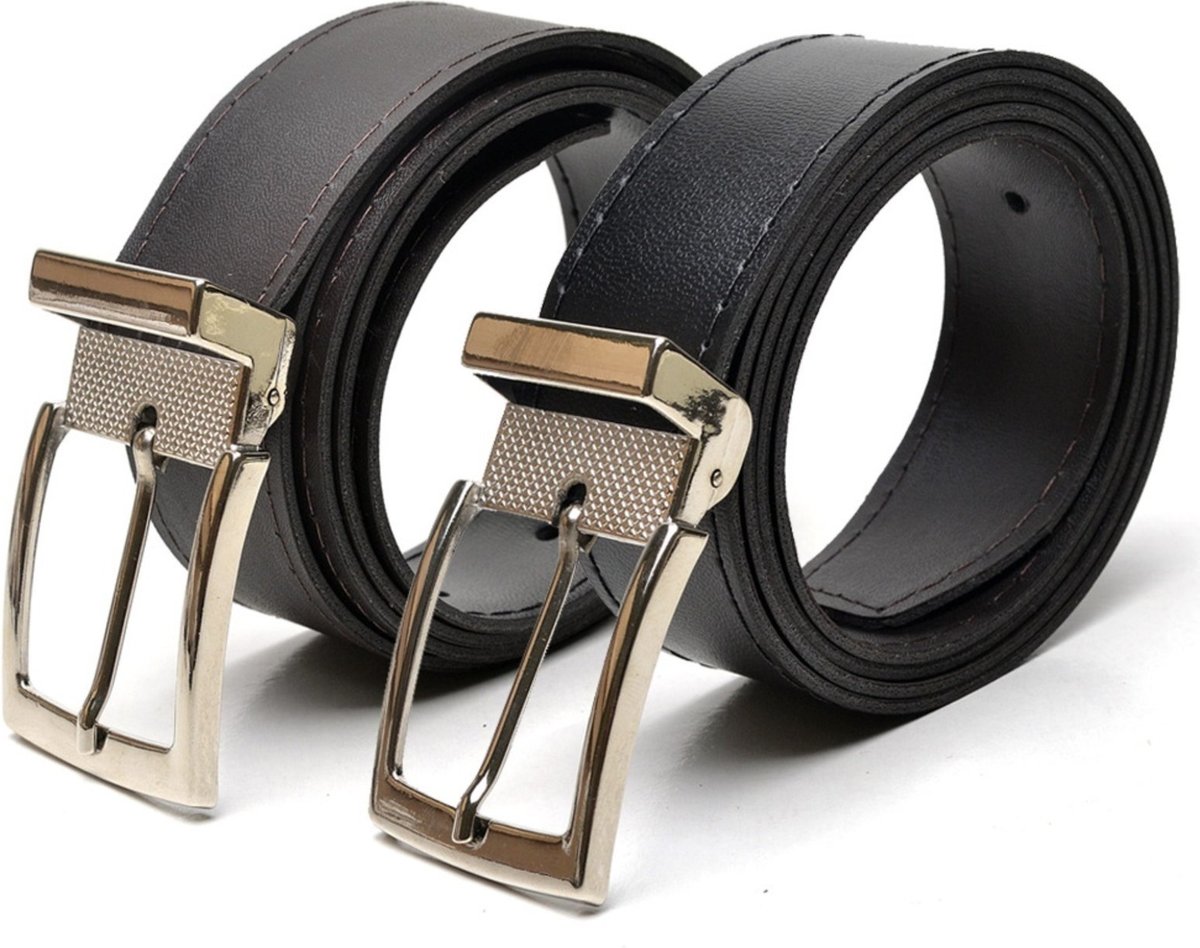 Kit 2 Cinto Social Masculino Dupla Face Café