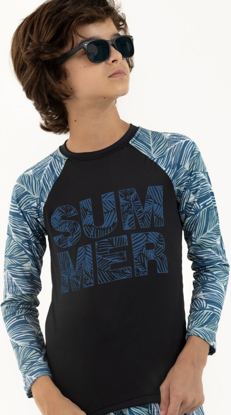 Imagem principal Camisa de Praia Menino com Proteção UV 50 - Verão Tropical Magicamente Kids preto Magicamente Kids preto
