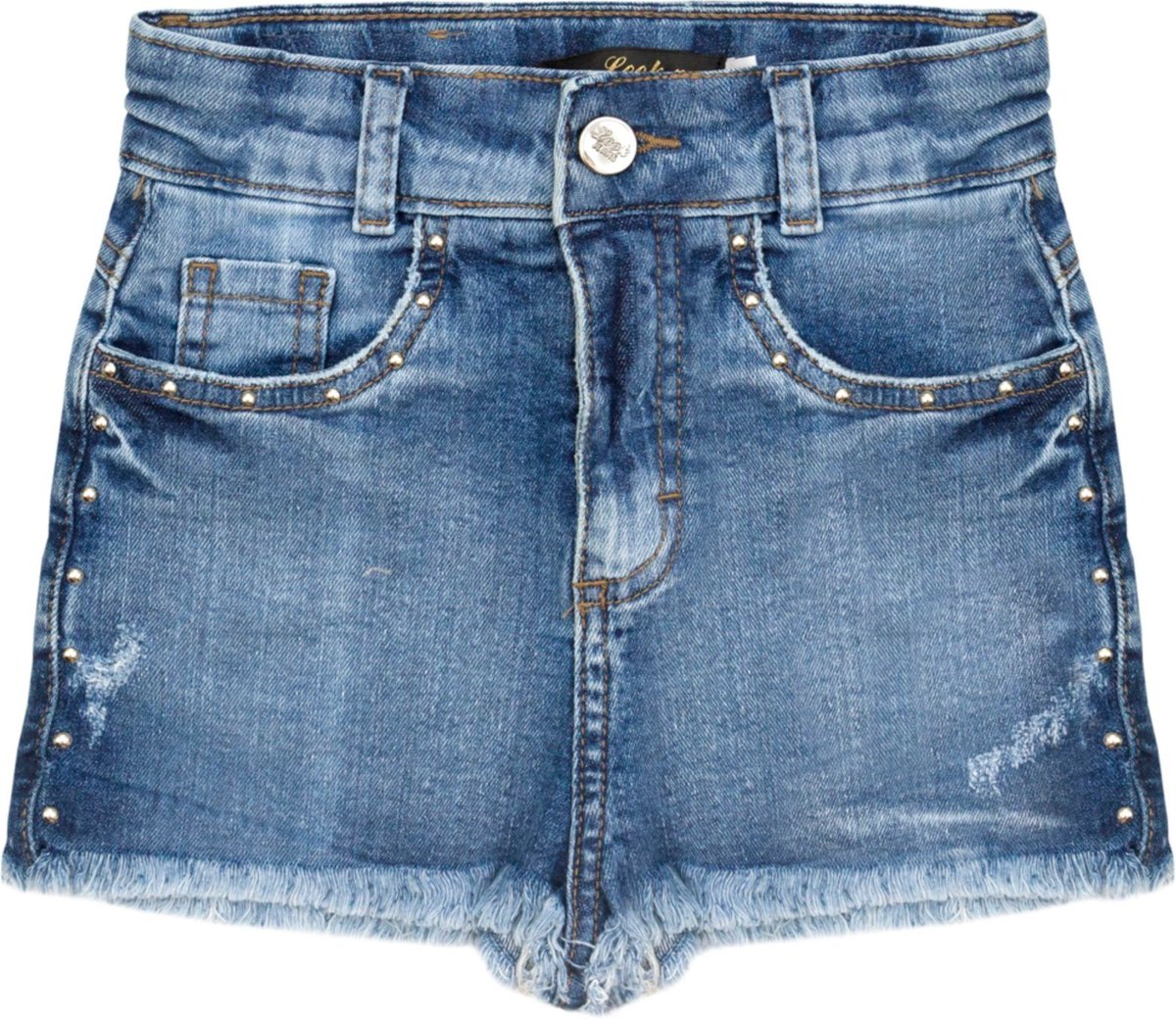 Infantil - Shorts Juvenil Look Jeans c/ Tachas Jeans