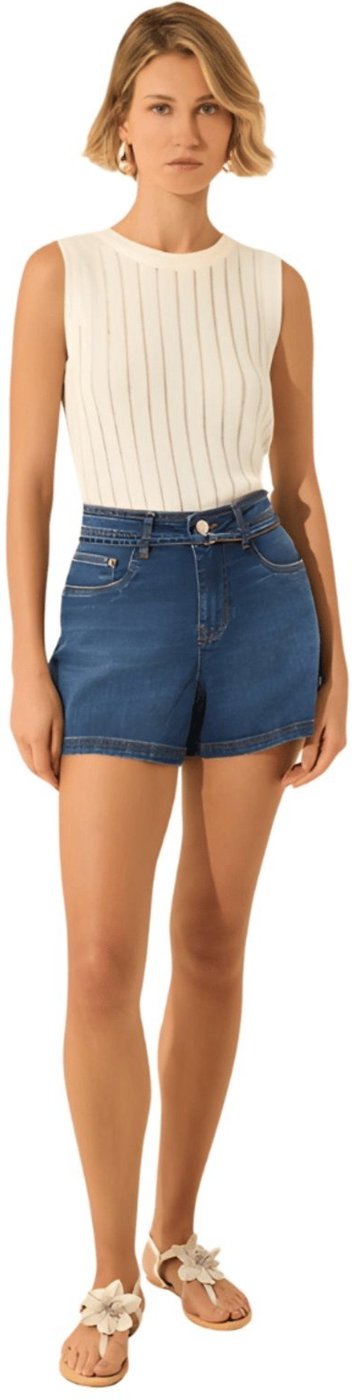 Shorts Boyfriend Cinto Médio