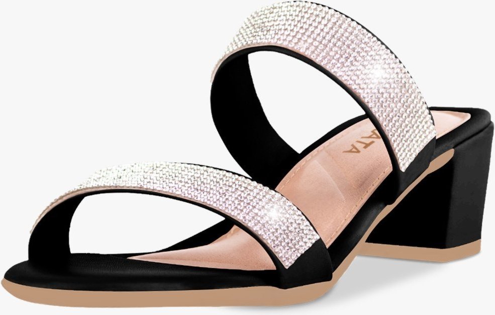 Tamanco Feminino Takata Salto Bloco Baixo Brilho Strass