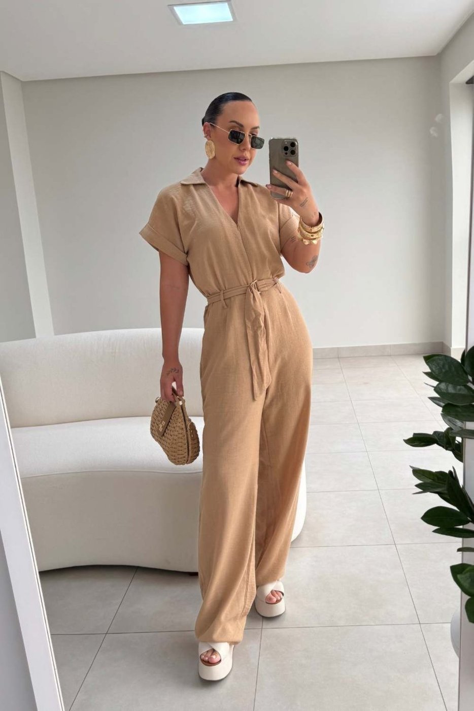 Imagem principal Macacão Vanibele Crepe Camelo caramelo Vanibele caramelo