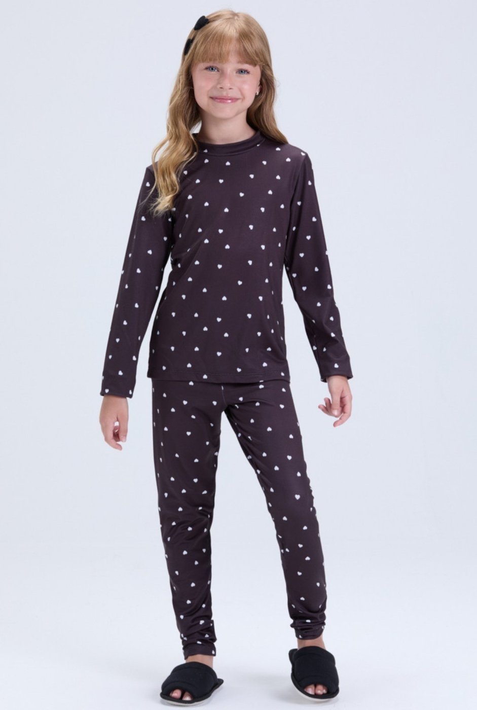 Imagem principal Infantil - Conjunto Térmico Feminino Coraçãozinhos VIDA COSTEIRA preto VIDA COSTEIRA preto