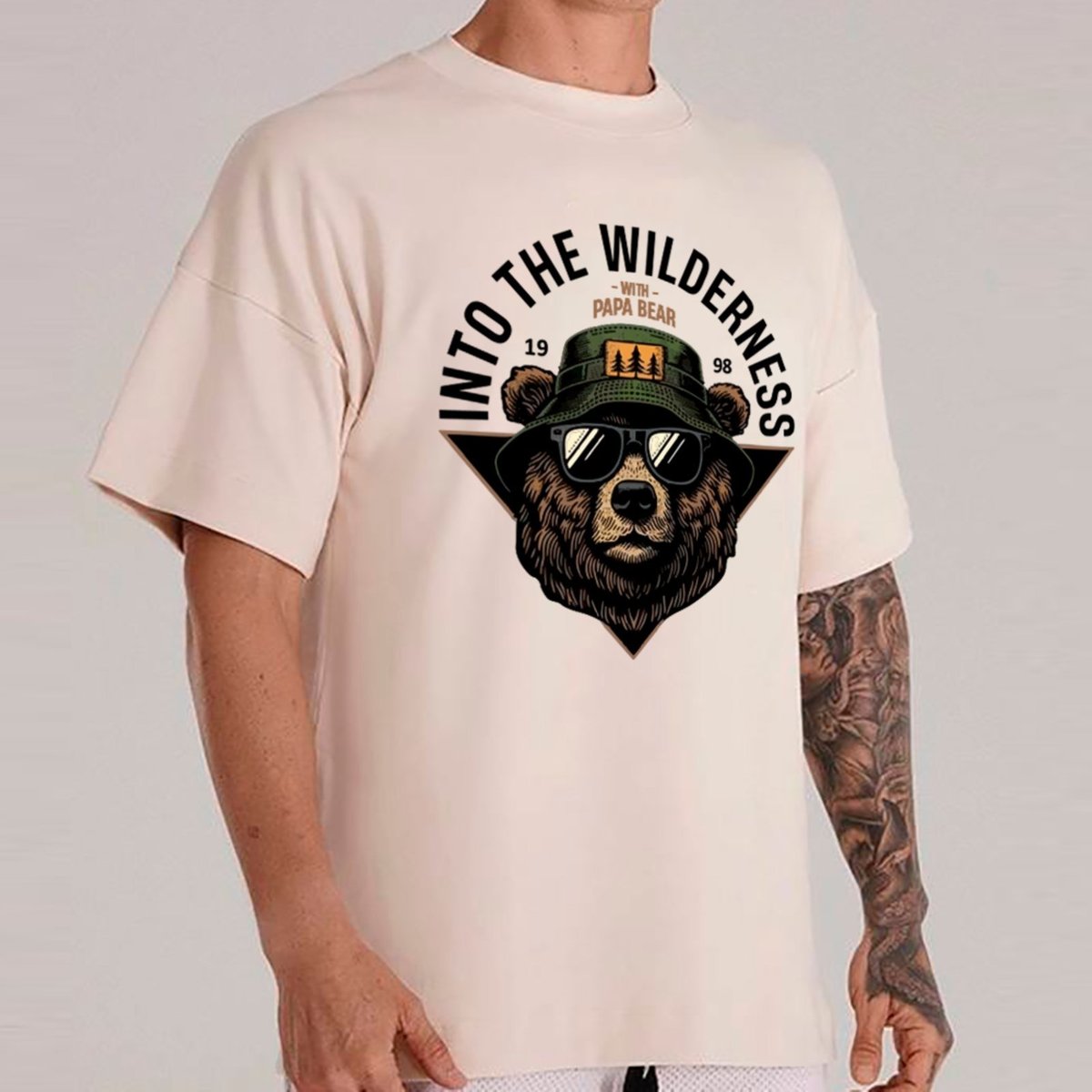 Imagem principal Camiseta Ousy Unissex Lifestyle Into the Wilderness Papa Bear 1998 Oversized Off White off-white white ousy off-white white