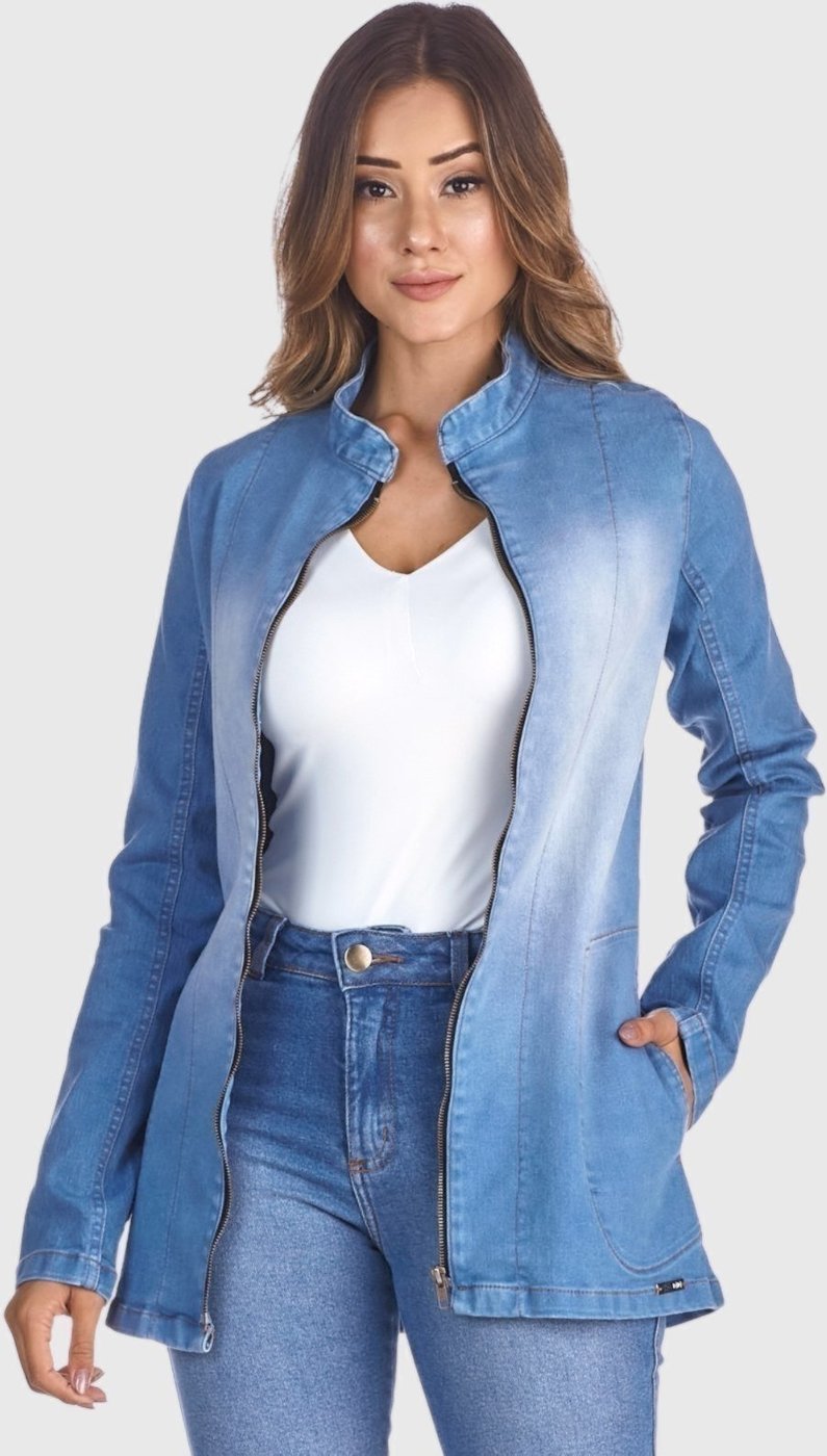 Jaqueta Jeans HNO Jeans Blazer Gola Padre New Style