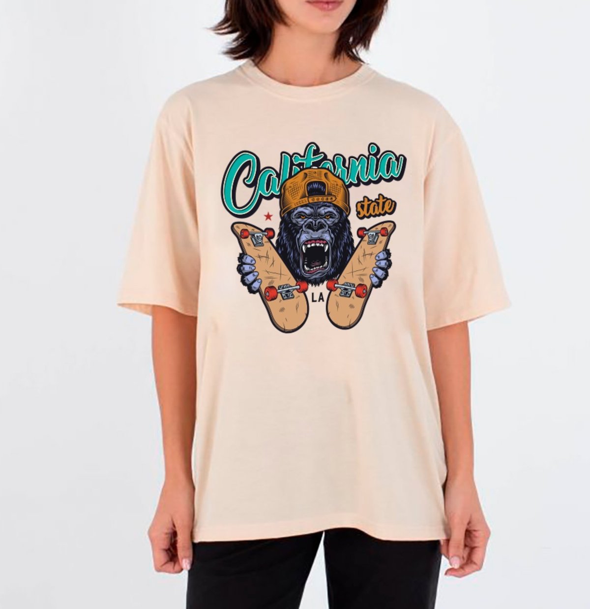 Imagem principal Camiseta Ousy California State Gorila Skate Oversized Unissex Off White off-white white ousy off-white white