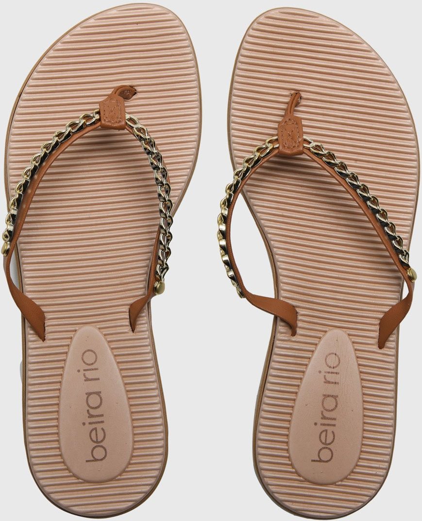 Chinelo Dedo Feminino Beira Rio Corrente Dourada Caramelo