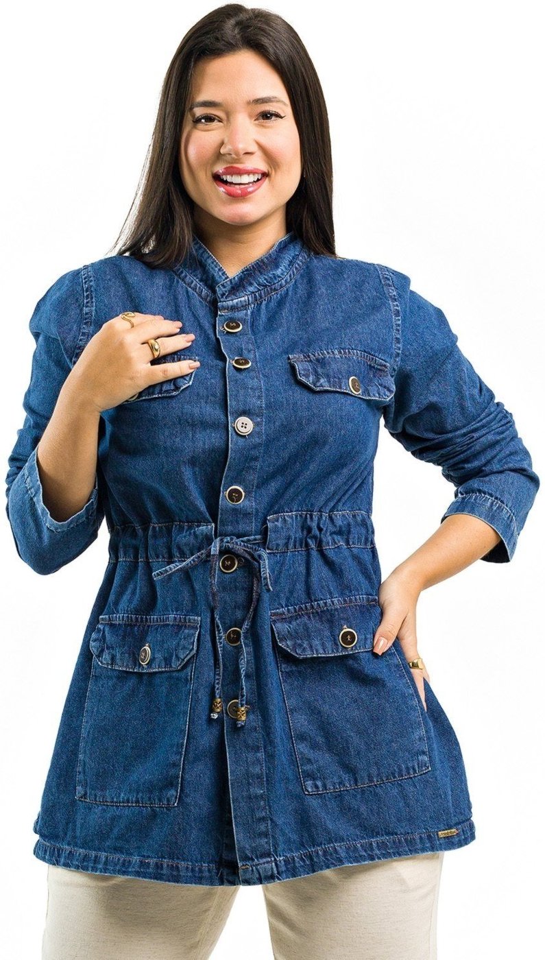 Jaqueta Parka Restrito Jeans Premium com Botões