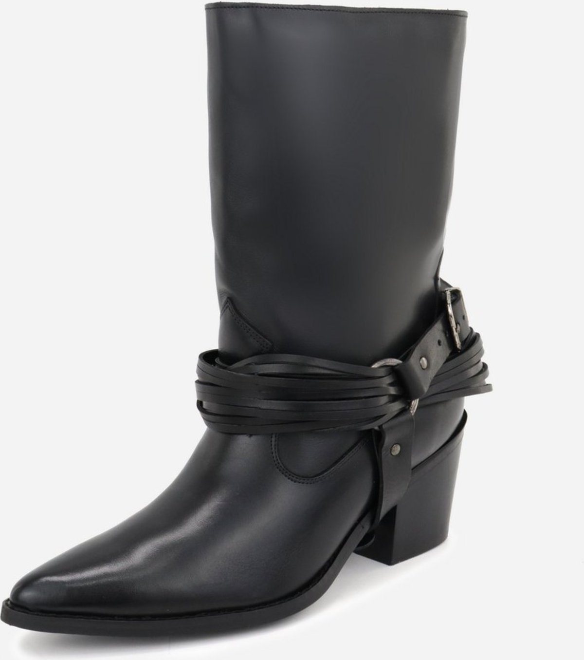 Imagem principal Bota Feminina Western Fashion Estilo Conforto Country Detalhes ajustáveis em Couro Texana Maria Paula preto preto