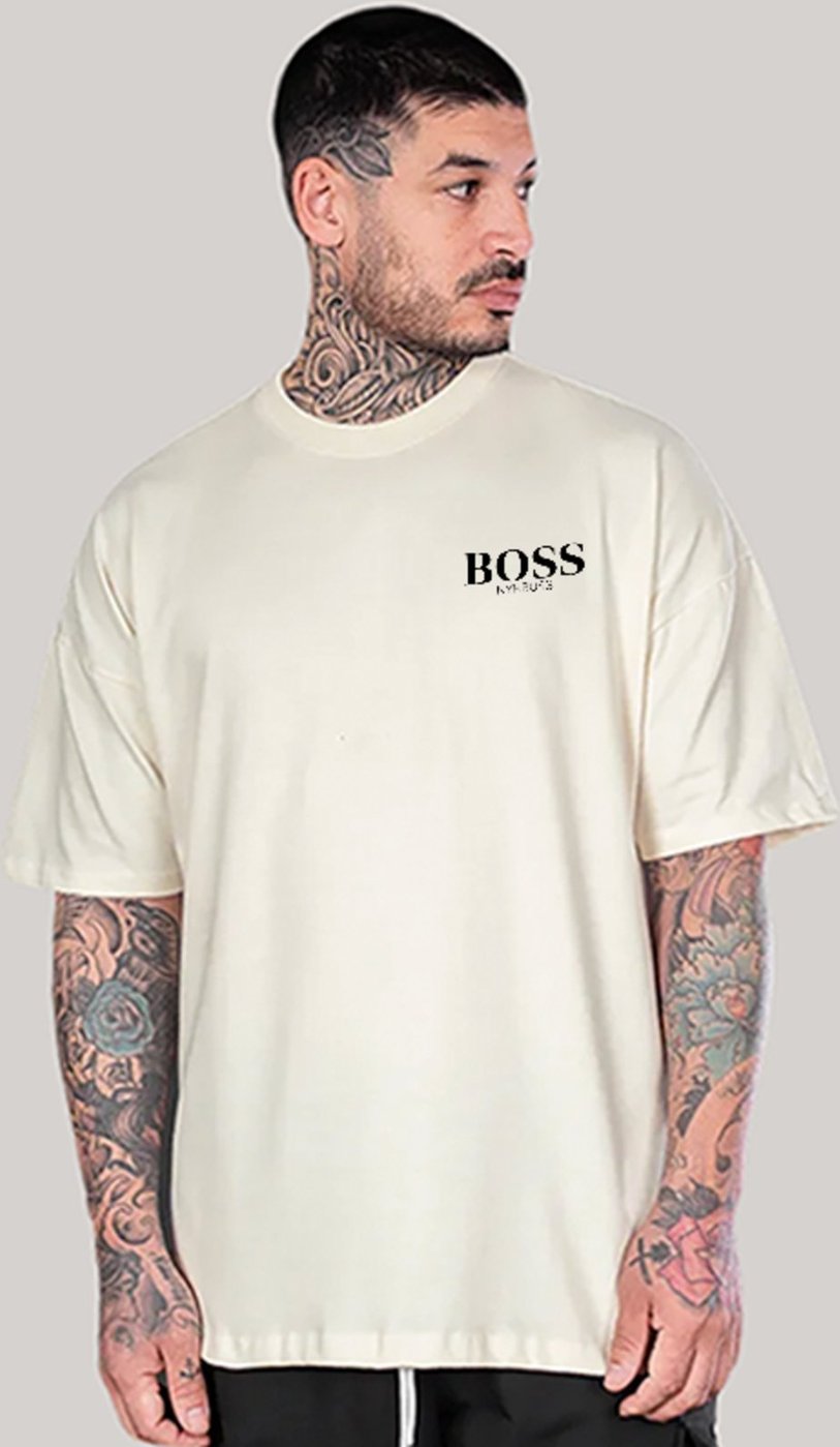 Imagem principal Camiseta Oversized Boss Minimal Style Urbano Algodão Premium Off White ousy off-white white ousy off-white white