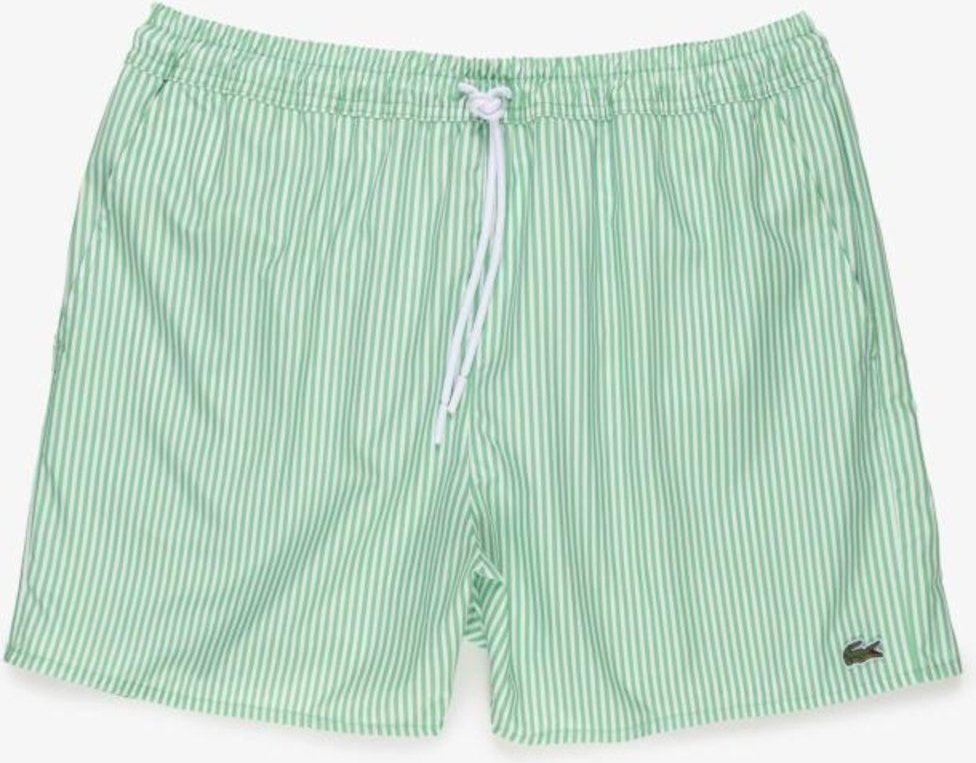 Imagem principal Sunga de Natação Listrada Texturizada de Comprimento édio Lacoste verde Lacoste verde