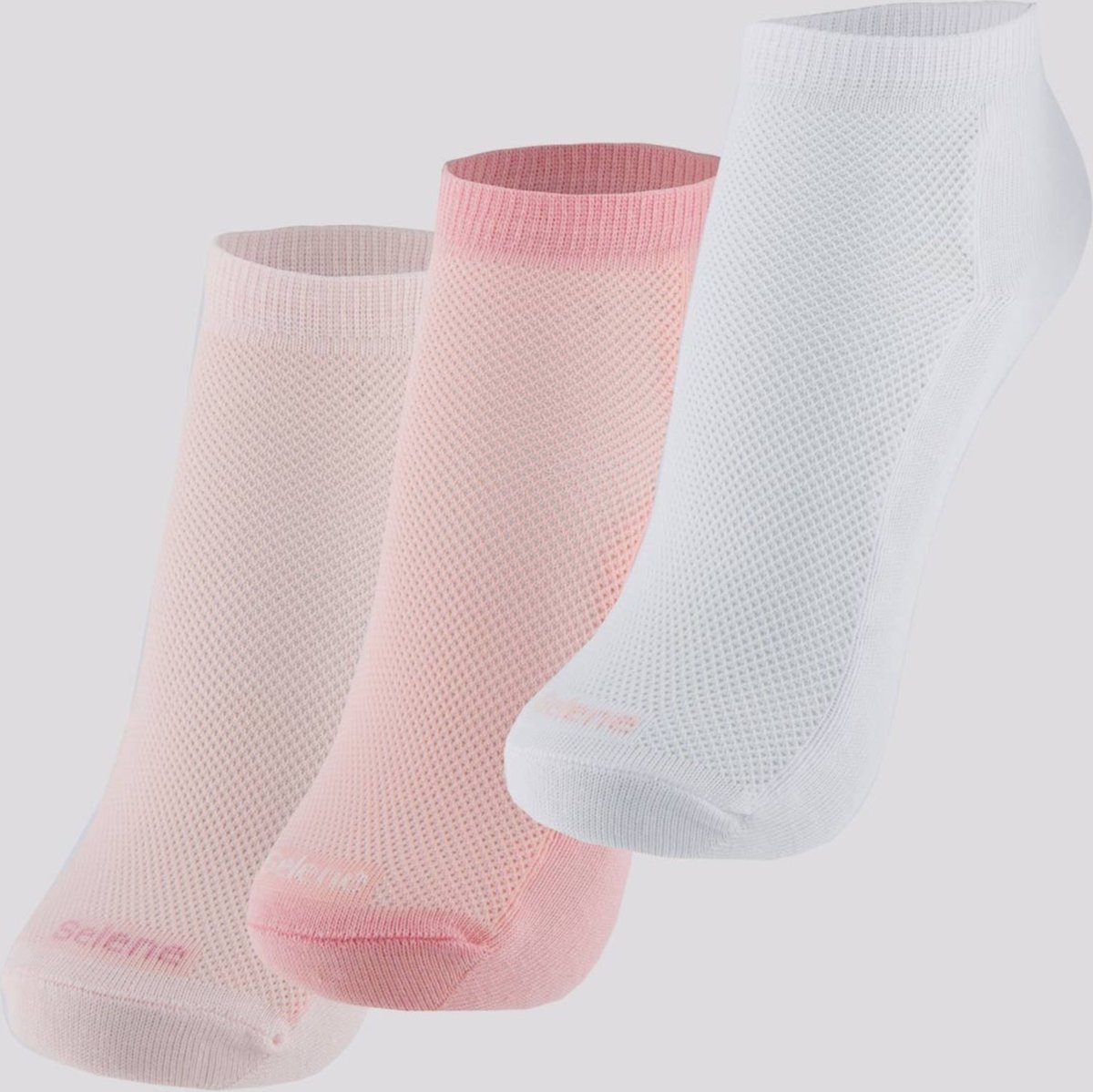 Kit Meia Selene 3 Pares Cano Curto Feminino Branca e Rose