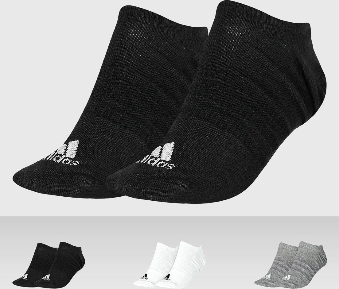 Kit 3pçs Meia adidas Performance Cano Baixo No Show e Preta