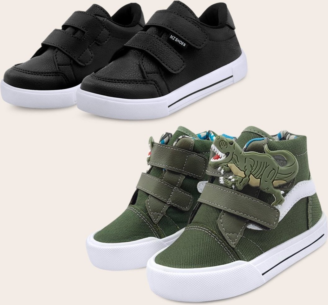 Imagem principal Infantil - Kit 2 Pares de Tênis Masculino Dinossauro Verde Mzkid preto/verde verde Mzkid preto/verde verde