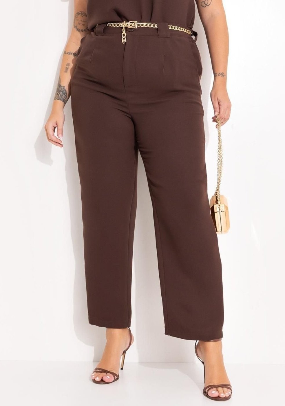 Calça Em Crepe Plano