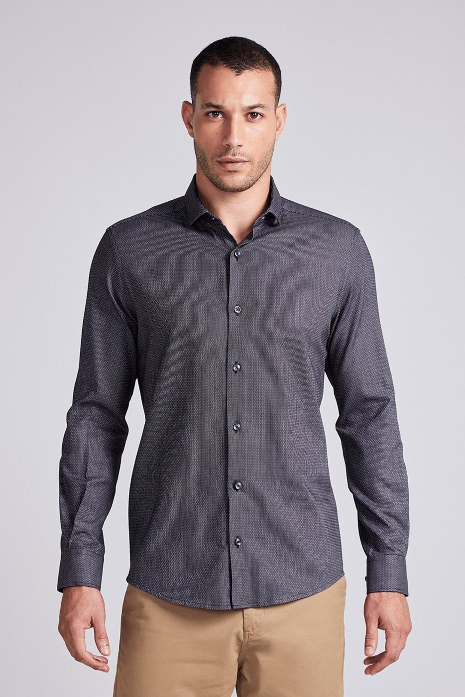 Imagem principal HIGHSTIL Camisa Slim Fit Listrada Branco preto preto