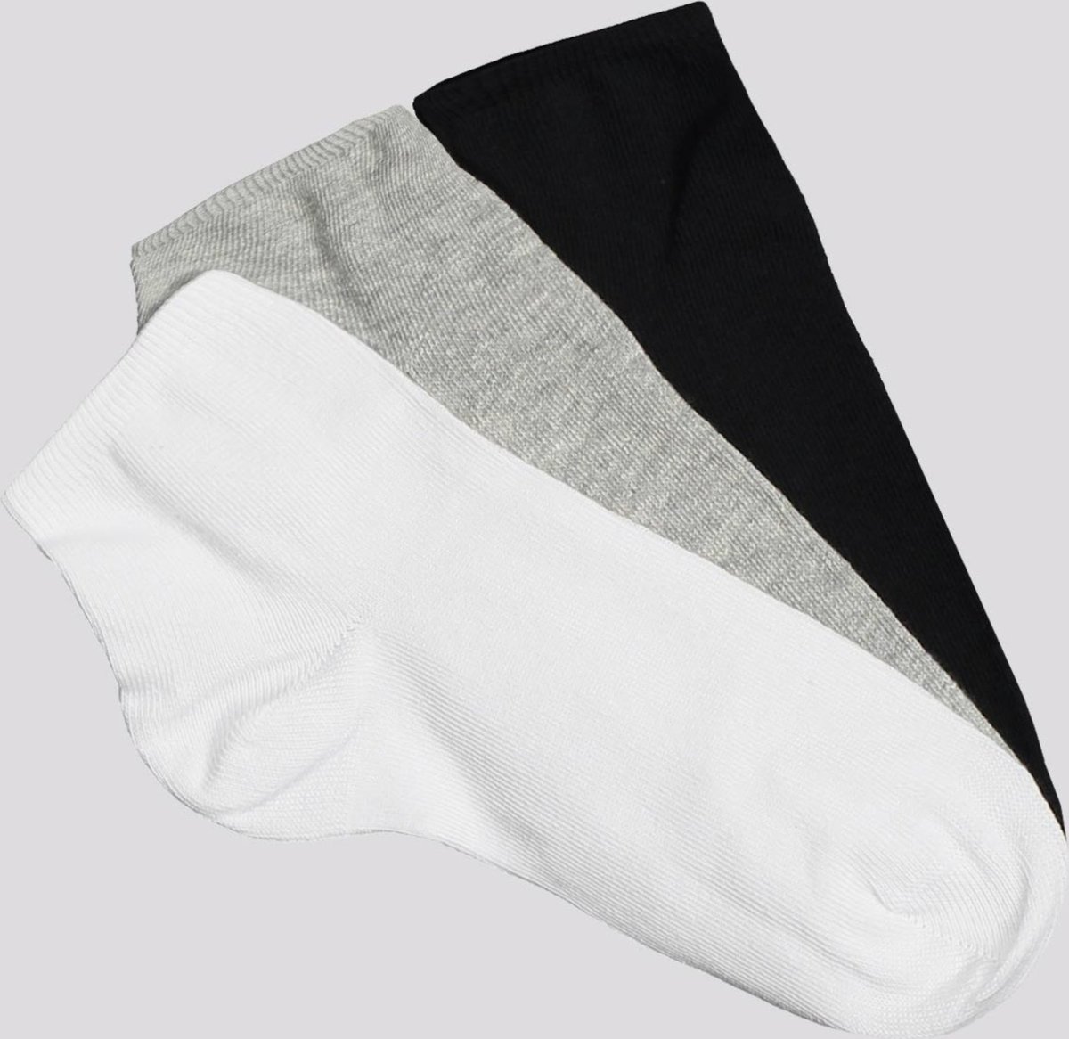 Kit Meia Selene 3 Pares Cano Curto Feminino Branca Preta e Cinza