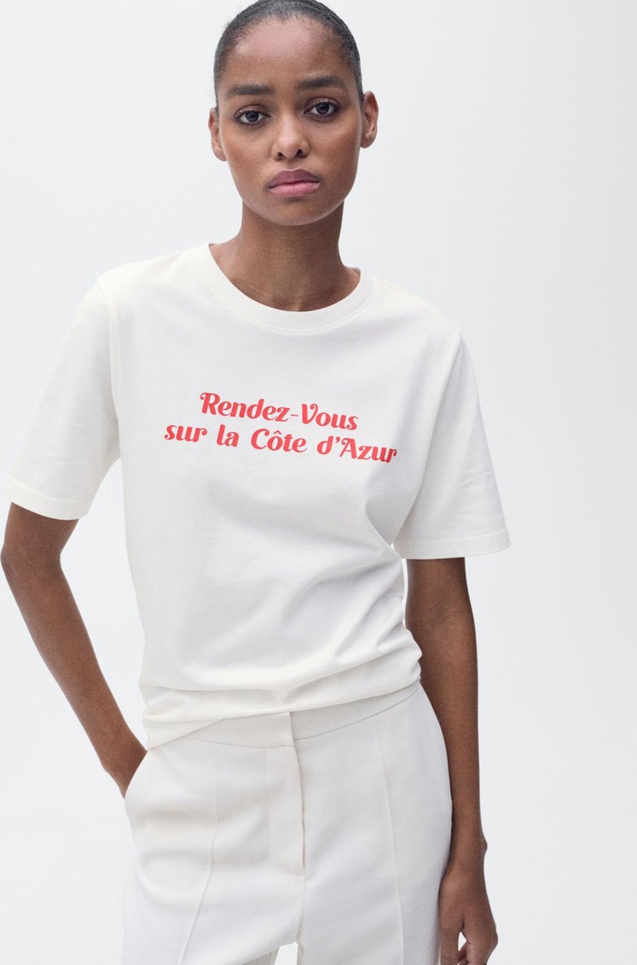 Camiseta Mango Reta Rin Off-White