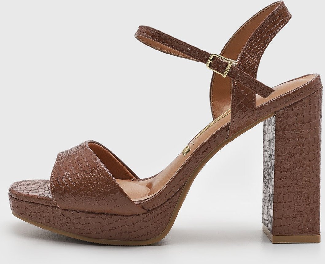 Sandália Feminina Vizzano Salto Grosso Croco