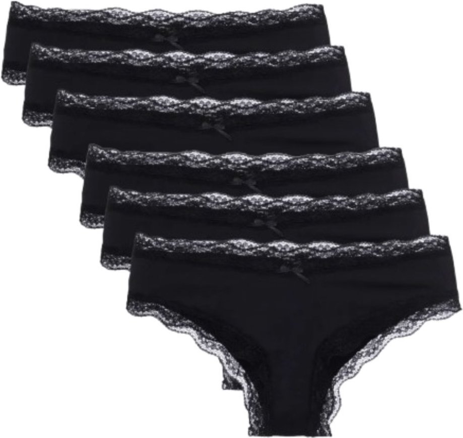 Imagem principal Kit 6 Calcinhas Boyshort Algodão Renda Pop Colors Loungerie preto Loungerie preto