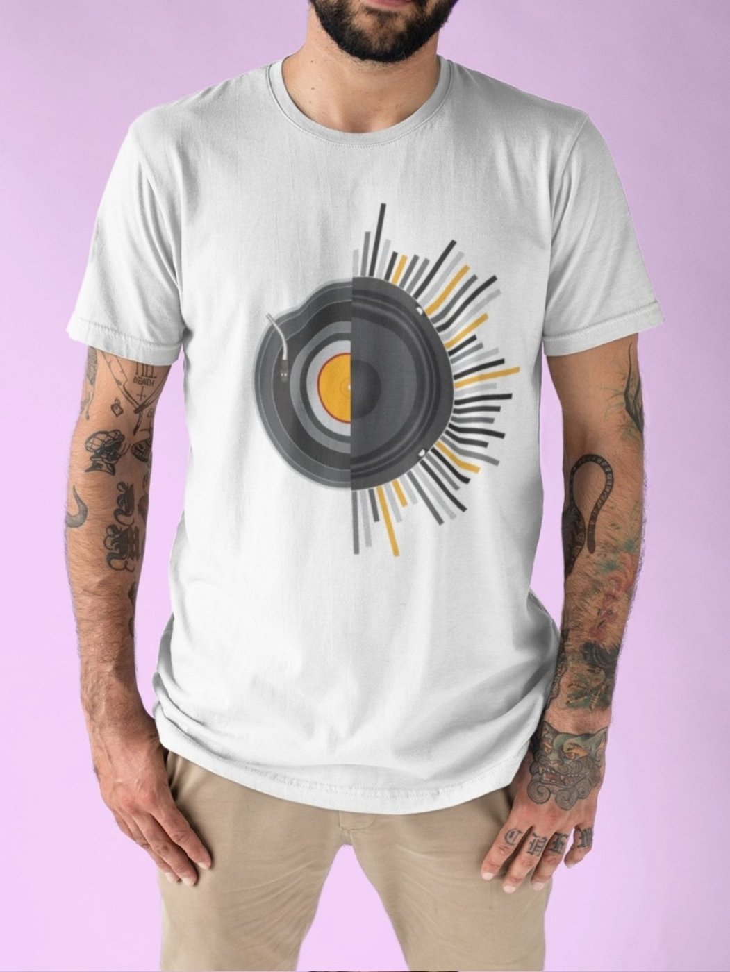 Imagem principal Camiseta Masculina GuGi Vinil Alto Falante Retro Música T-Shirt preto Gugi preto