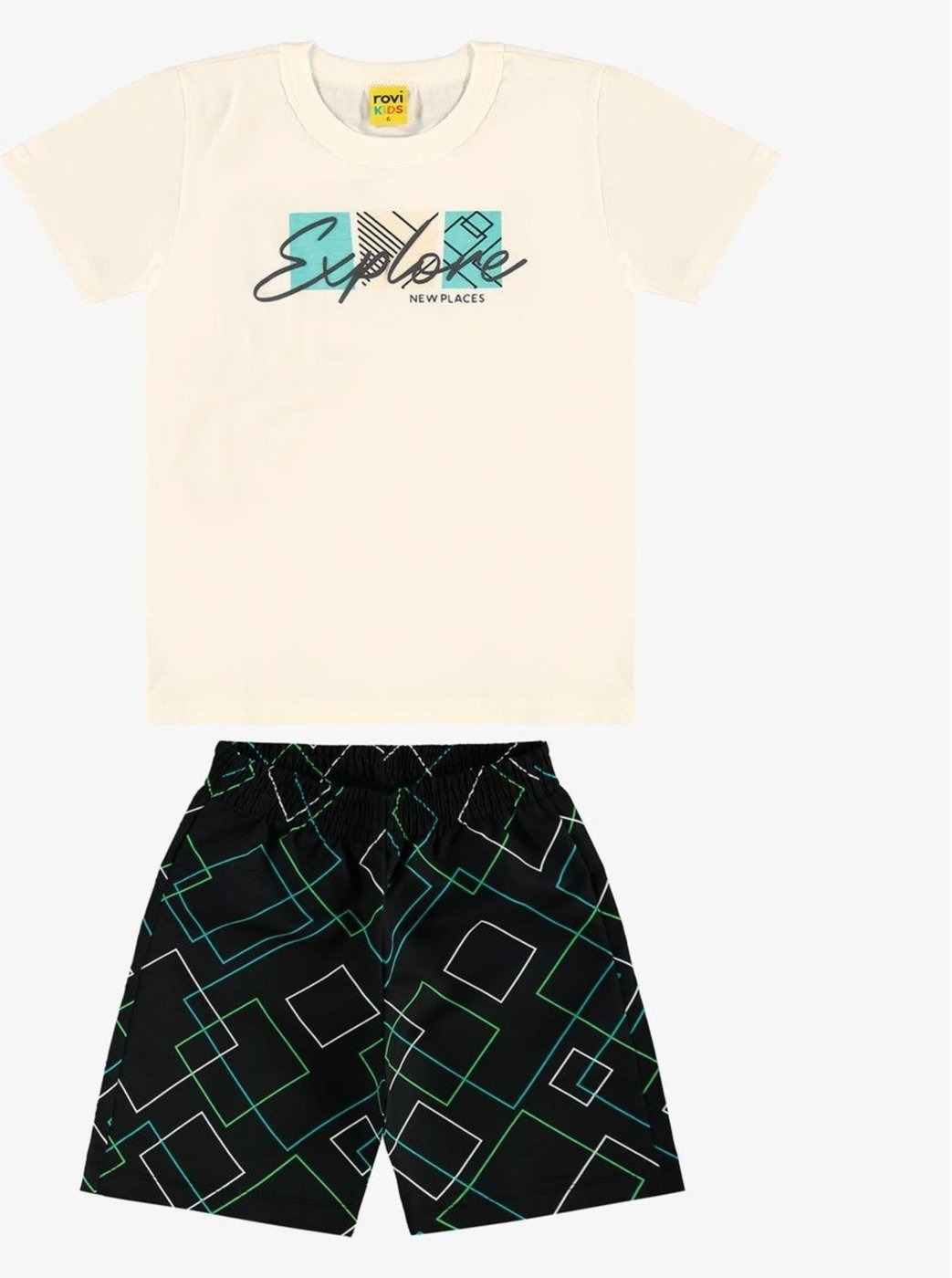Imagem principal Infantil - Conjunto Camiseta Com Bermuda Rovi Rovitex Kids bege Rovitex Kids bege
