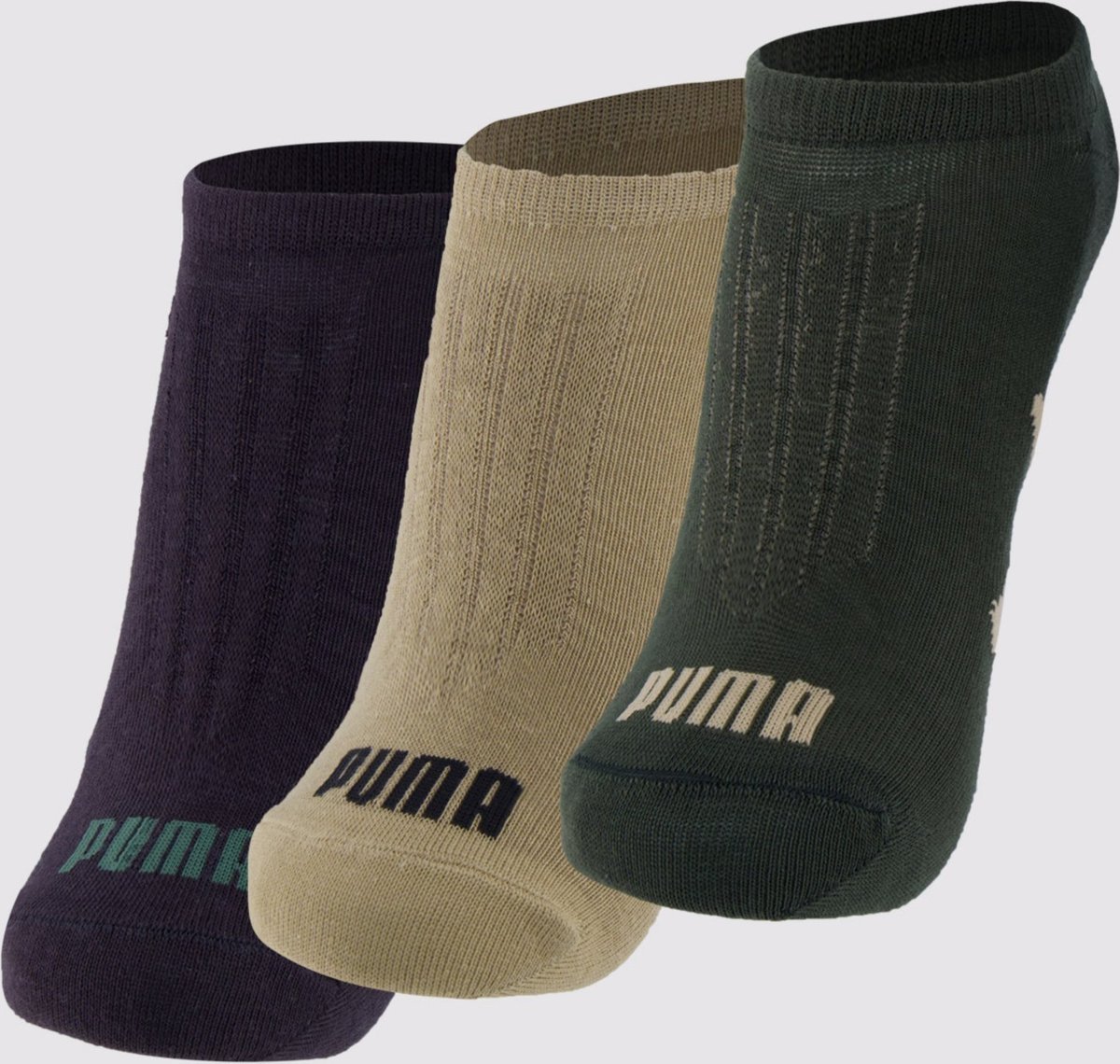 Kit Meia Puma Sapatilha Invisível 3 Pares Bege e Cinza