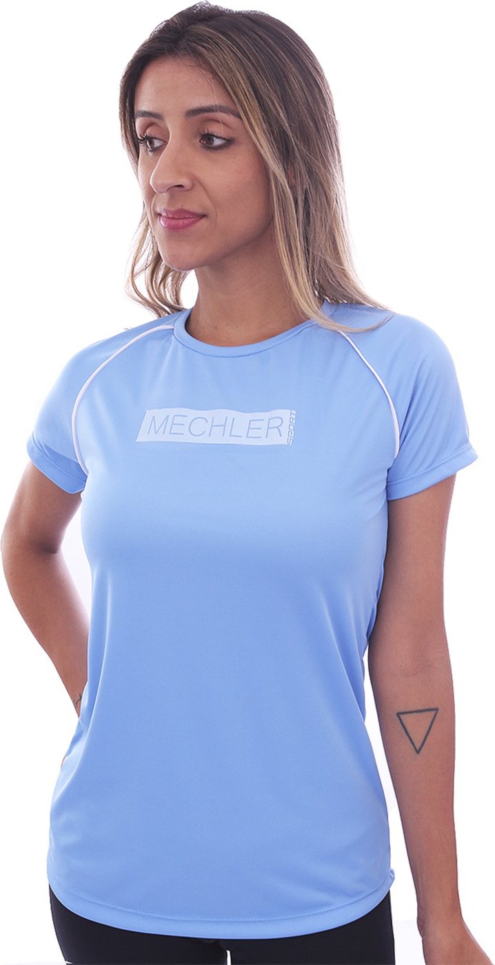 Camiseta Feminina Dryfit Raglan Manga Curta Proteção Solar UV 50 Academia Verão Adulto Esporte Mechler Céu