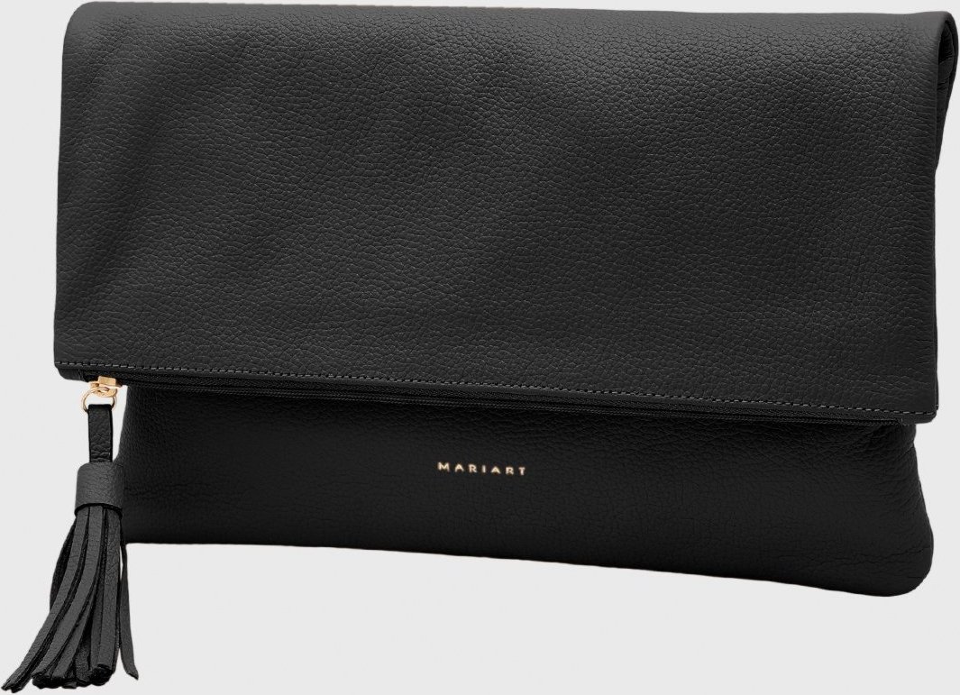 Bolsa Carteira Clutch Couro Mariart Hibisco Preta