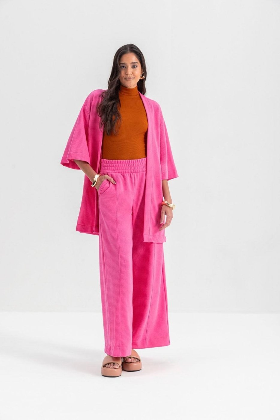 Imagem principal Kimono Feminino Em Malha Essendi Pink Rosa rosa pink Essendi rosa pink