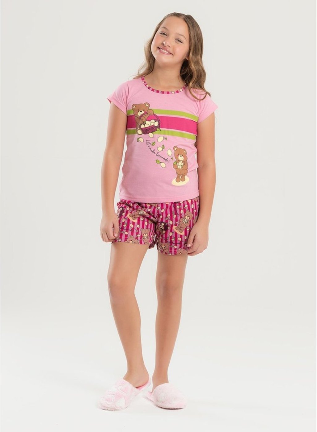 Imagem principal Pijama Verão Menina Blusa e Shorts Ursinhas Molekada rosa Molekada rosa