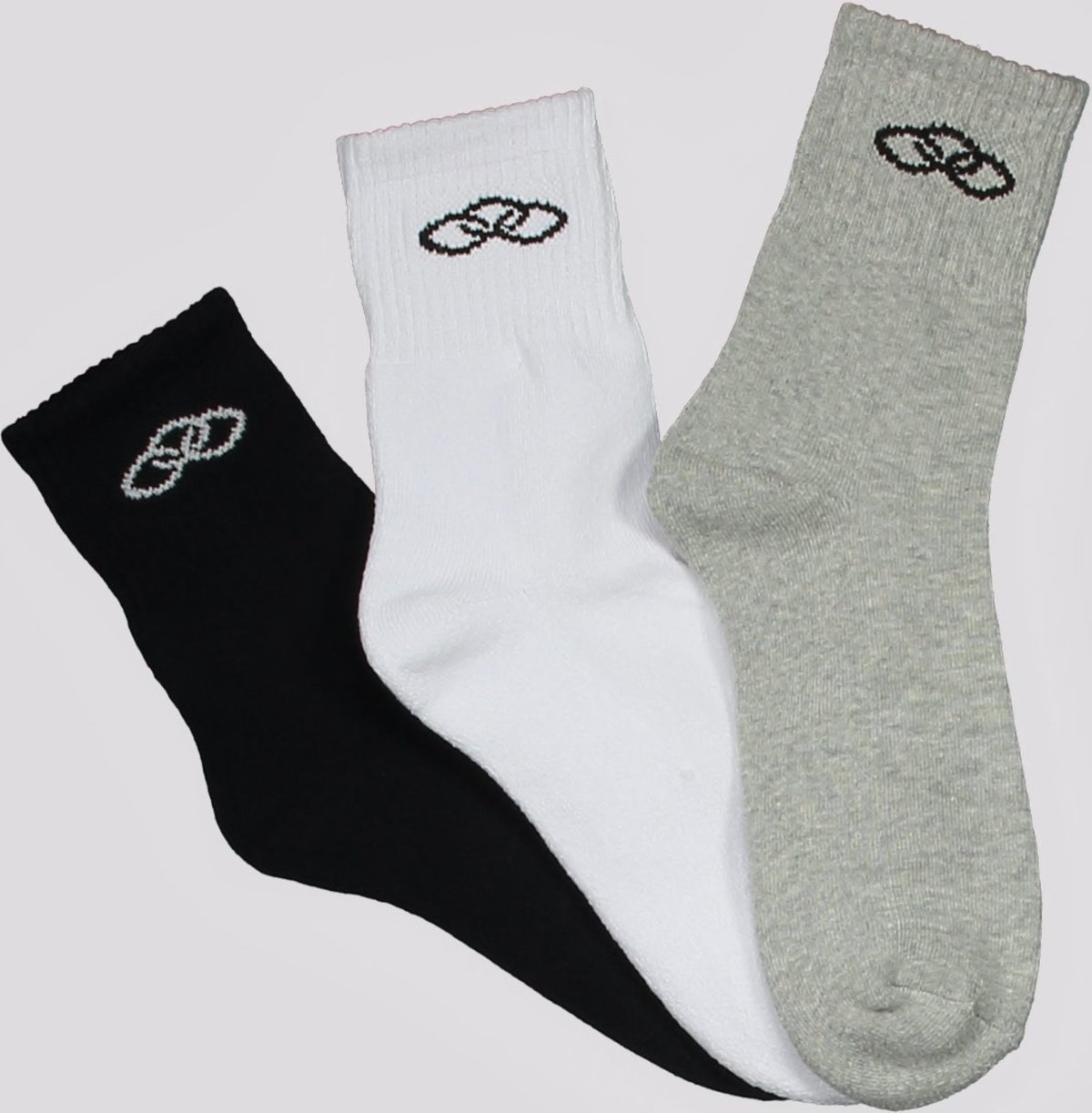 Kit Meia Olympikus Tripack Cano Médio Branca, Cinza e Preta