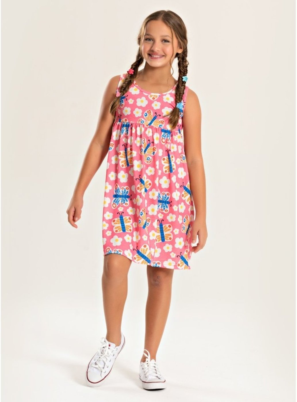 Imagem principal Infantil - Vestido Molekada Regata Verão Menina Borboletas rosa Molekada rosa