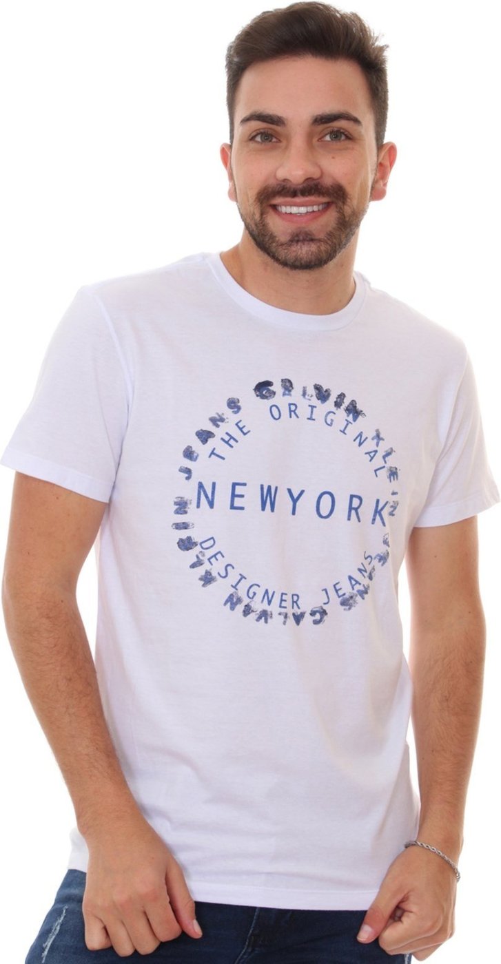 Imagem principal Camiseta Calvin Klein Jeans Masculina New York Circle Branca branco Calvin Klein branco