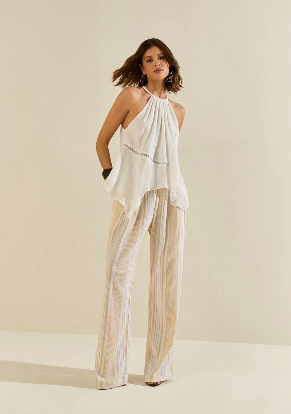 Calça Morena Rosa Wide Alta Estampado