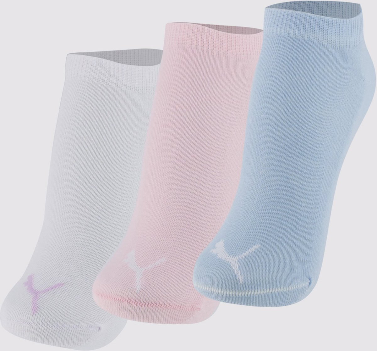 Kit Meia Puma Sapatilha 3 Pares Feminina Rosa e Branca