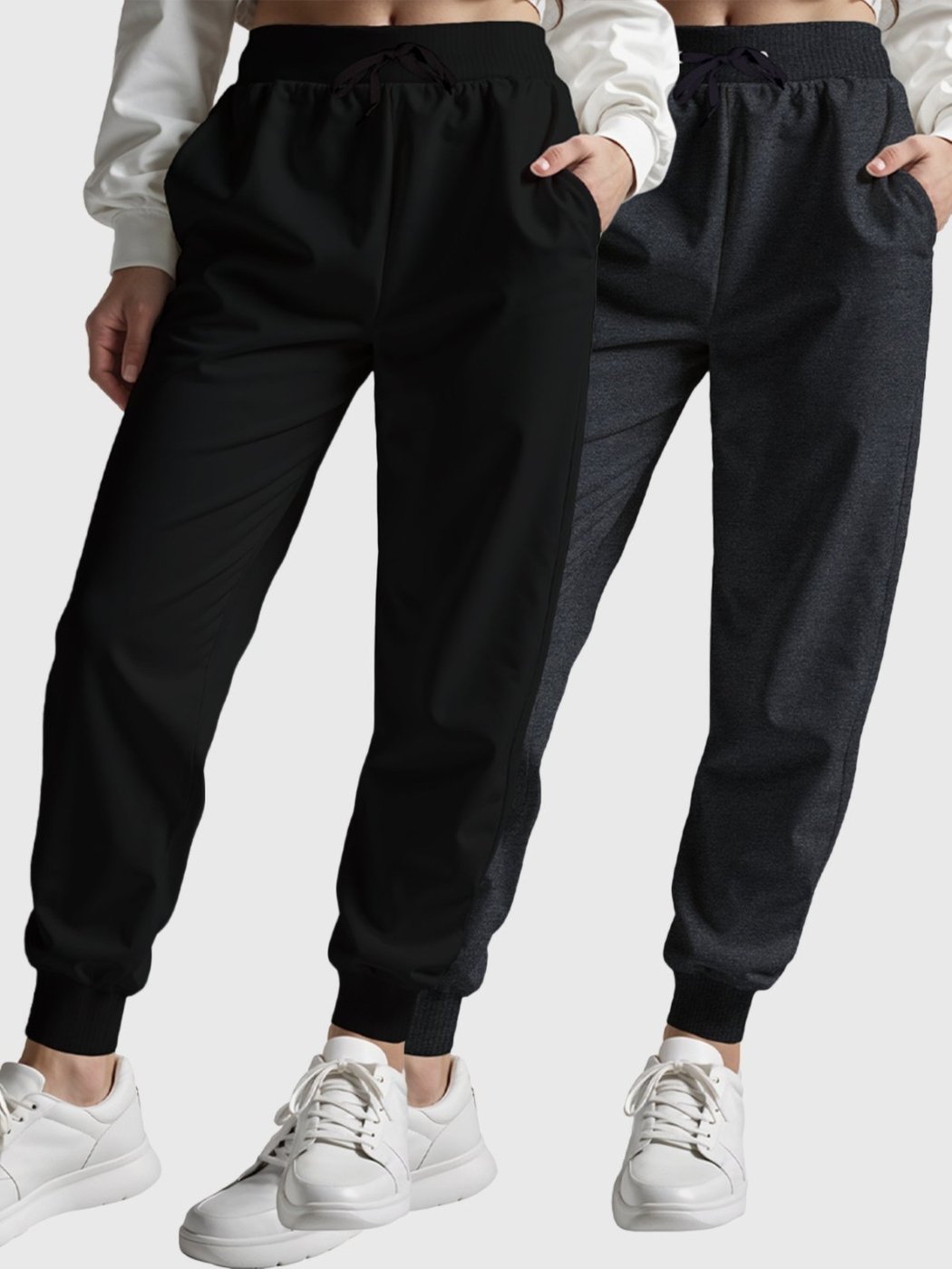 Kit 2 Calças Femininas Moletom Lisas Benellys Básicas Chumbo e