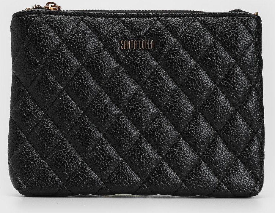 Bolsa Transversal Santa Lolla Matelassê Alça Corrente Preta