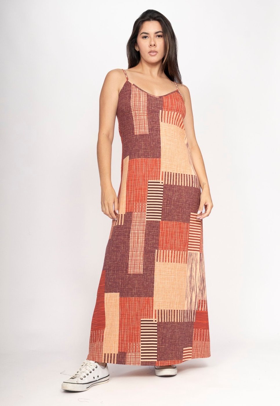 Vestido Amazonia Vital Guaíra Longo Malha Alça Fina Tramas do Sol