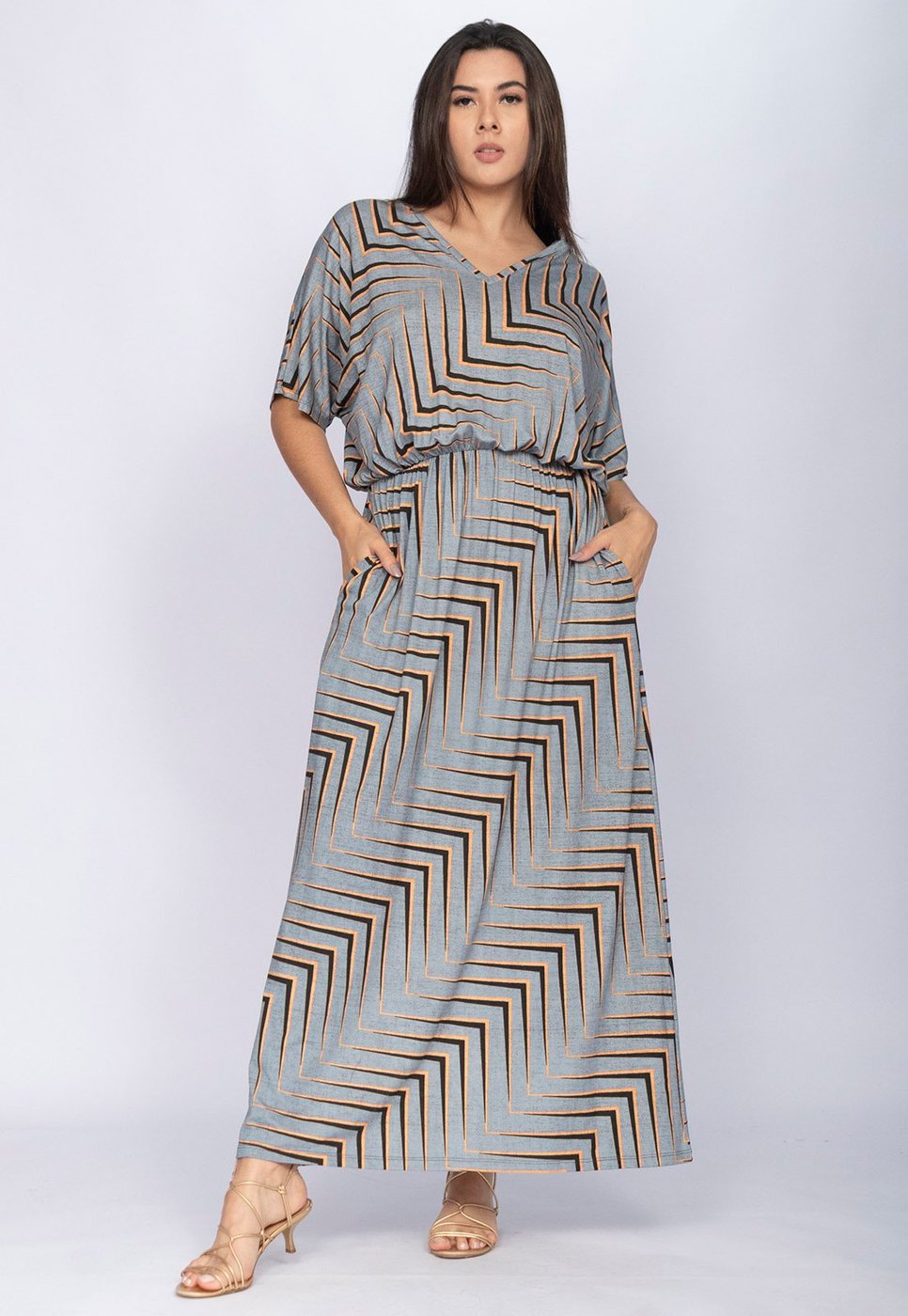 Vestido CabanaFree Longo Plus Malha Estampa Murici