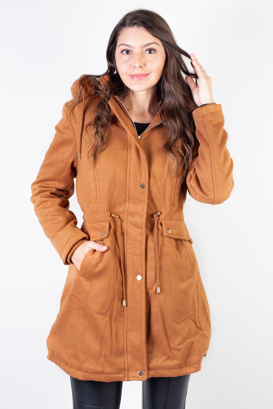 Imagem principal Jaqueta Enluaze feminina lã batida sintética 84286 caramelo Enluaze caramelo