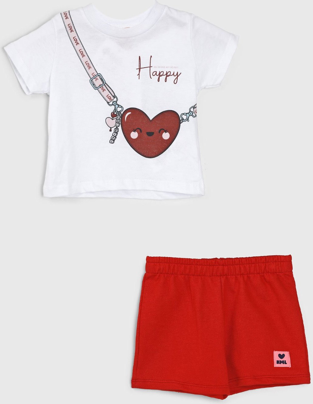 Imagem principal Conjunto Curto Kamylus Estampa Coração Camiseta Branca e Short Vermelho branco Kamylus branco