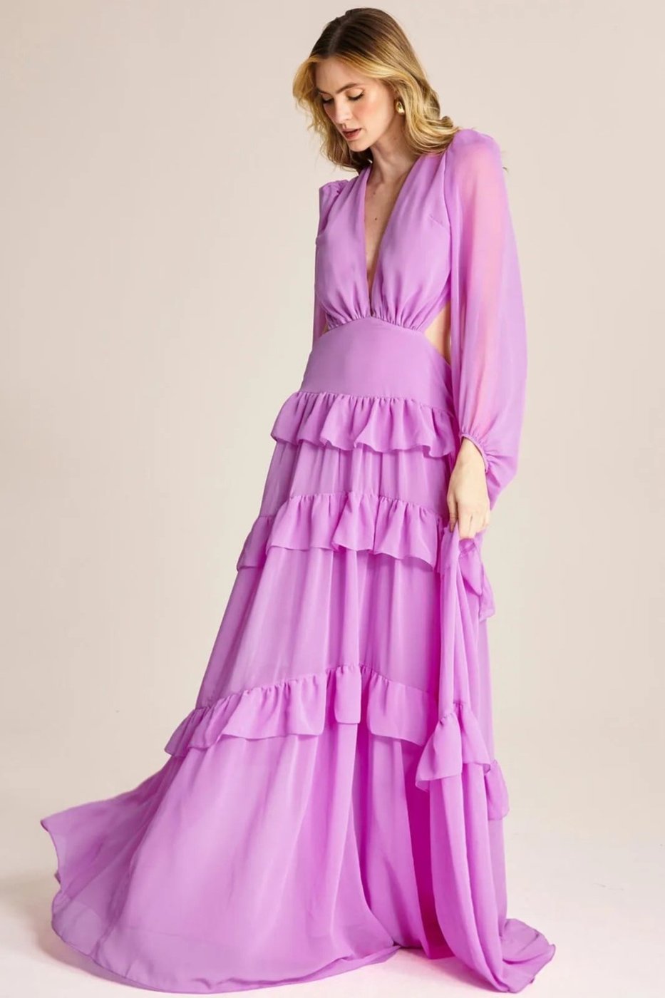 Imagem principal Vestido Longo Em Camadas E Babados Chifon Tina -Festa VIC BRAND pink VIC BRAND pink