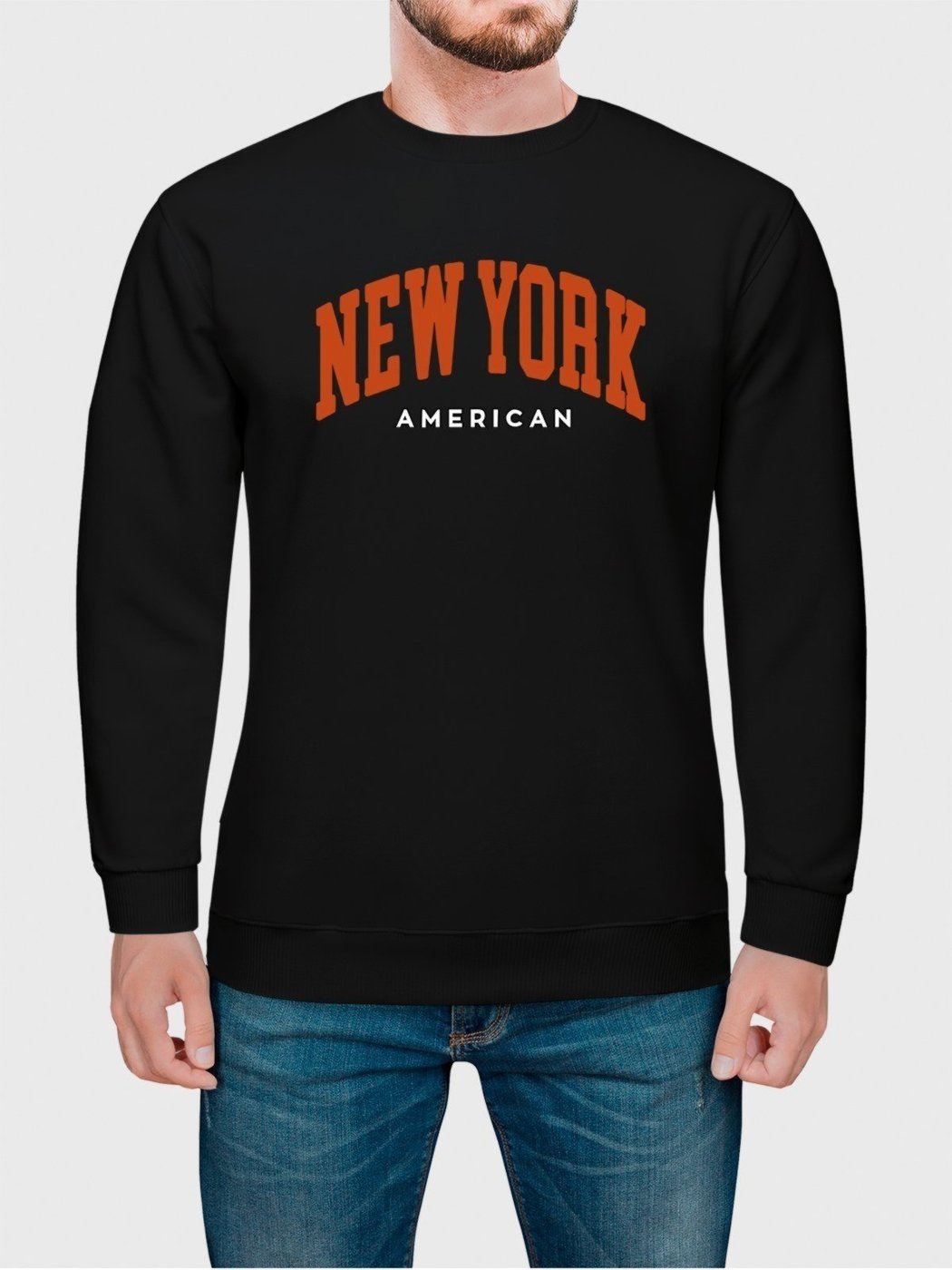 Imagem principal Moletom Gola Redonda Masculino Flanelado Estampa New York Benellys preto Benellys preto