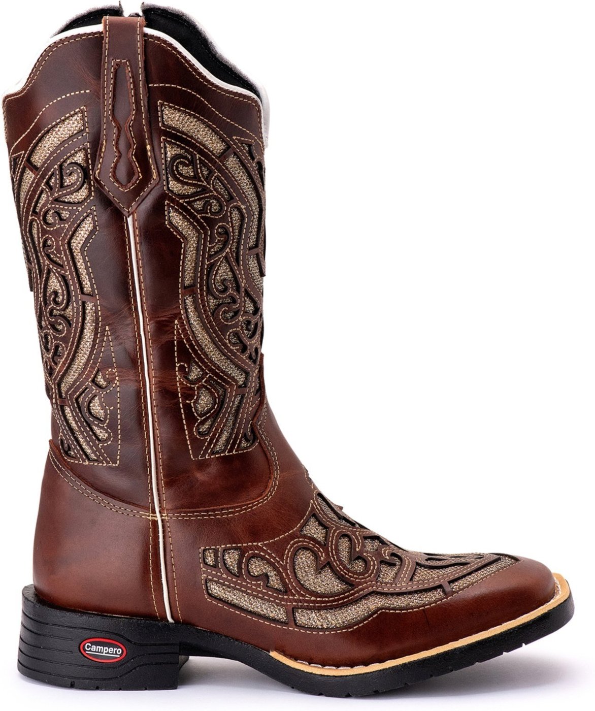 Imagem principal Bota Couro Campero Texana Bordada Cano Longo Sela marrom Campero marrom