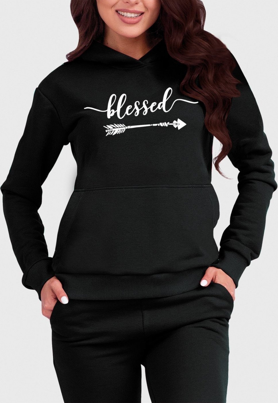 Imagem principal Blusa de Frio Moletom Flanelado Benellys Blessed Canguru preto Benellys preto