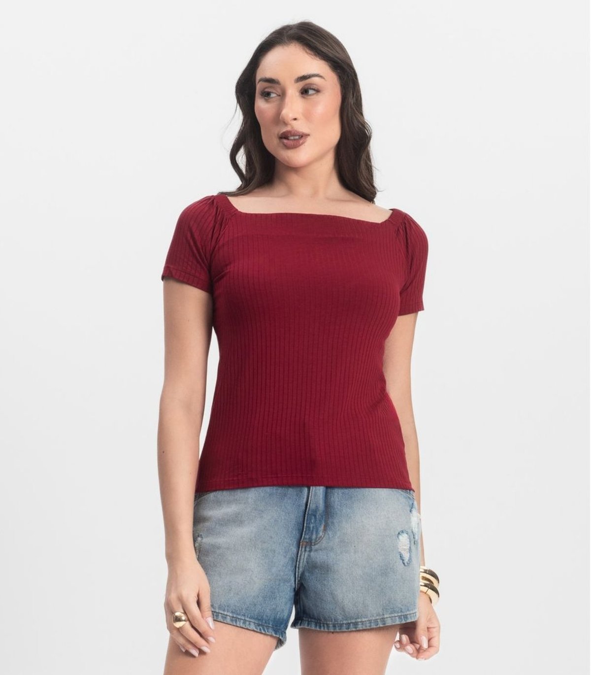 Imagem principal Blusa Feminina Canelada Infinita Cor vermelho INFINITA COR vermelho
