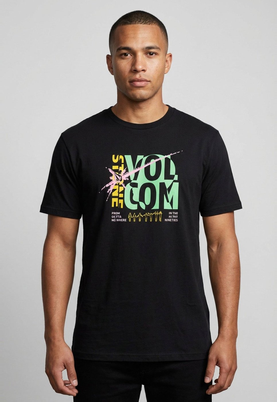 Imagem principal Camiseta Masculina Volcom Silk Outta No Where Preta preto Volcom preto