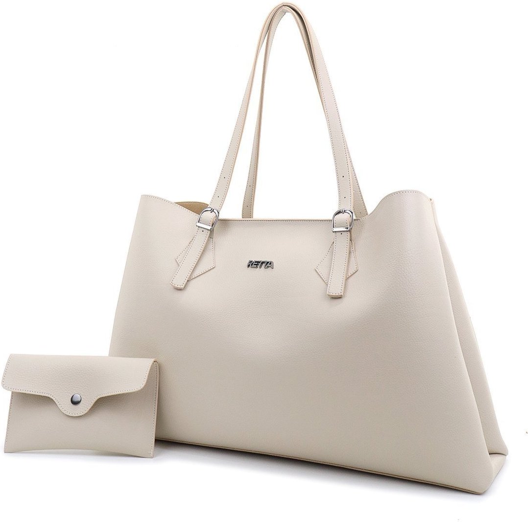 Bolsa Feminina Grande Alça Regulavel de Ombro Espaçosa Retta Oficial Marfim